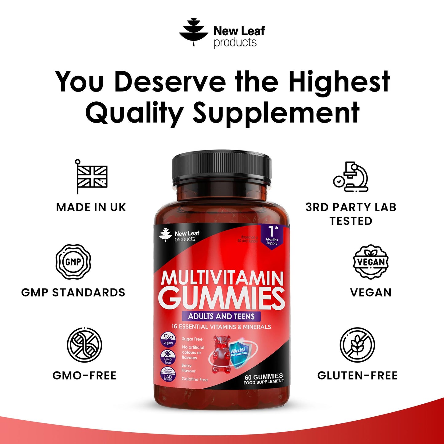 Chewable Vegan Multivitamin Gummies - Non Sugar Coated, Gluten Free, Non-GMO Multivitamins for Men and Woman - Fortified with Vitamins C A D E B Biotin, Folate, & Zinc