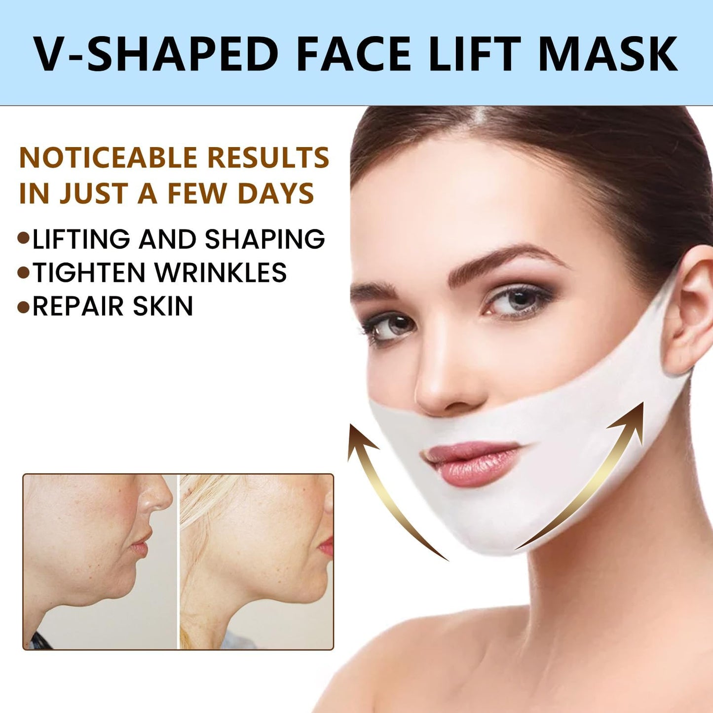 Generic Chinology Chin Mask with Hyaluronic Acid, V Shape Face Tape for Skin Firming & Tightening, Chinology Double Chin Lifting Mask, Gifts for Women and Men(2pcs)