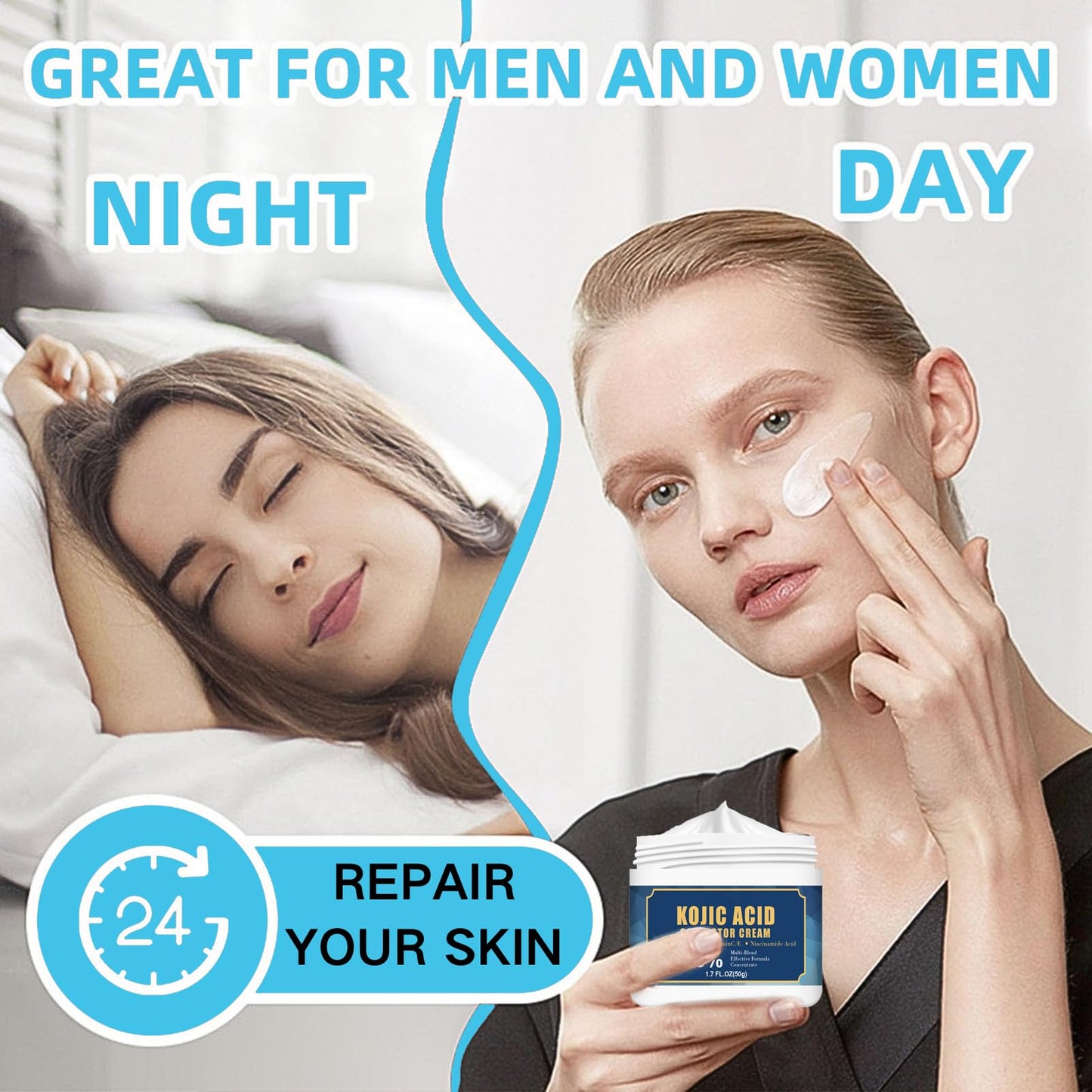 IZBEAUVO Kojic Acid Cream,Kojic Acid Dark Spot Remover For Face Body Moisturiser Firming Cream,Skin Lightening Cream For Dark Skin with Kojic Acid | Vitamin C & E |Niacinamide | Collagen Repair Barrier