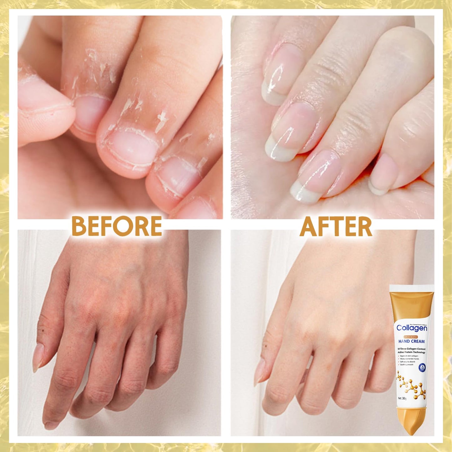 MINSHZEE Collagen Hand Cream, Dry Skin Repair, Softening, Nourishing, Anti-Drying, Rejuvenating and Moisturising, Collagen Anti-Wrinkle Hand Cream, Hand Skin Care, Pack of 2