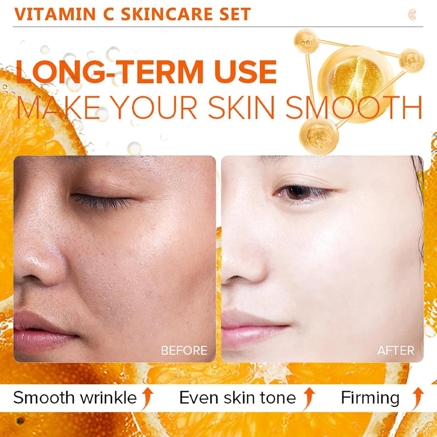 HAORQEE Skin Care Sets & Kits for Teenage Girls Gifts, Vitamin C Skincare Set Simple Beauty Pamper Anti-Ageing,Brightening,Moisturising Gift Sets for Women, Includes Cleanser-Toner-Serum-Eye Cream-Serum Cream