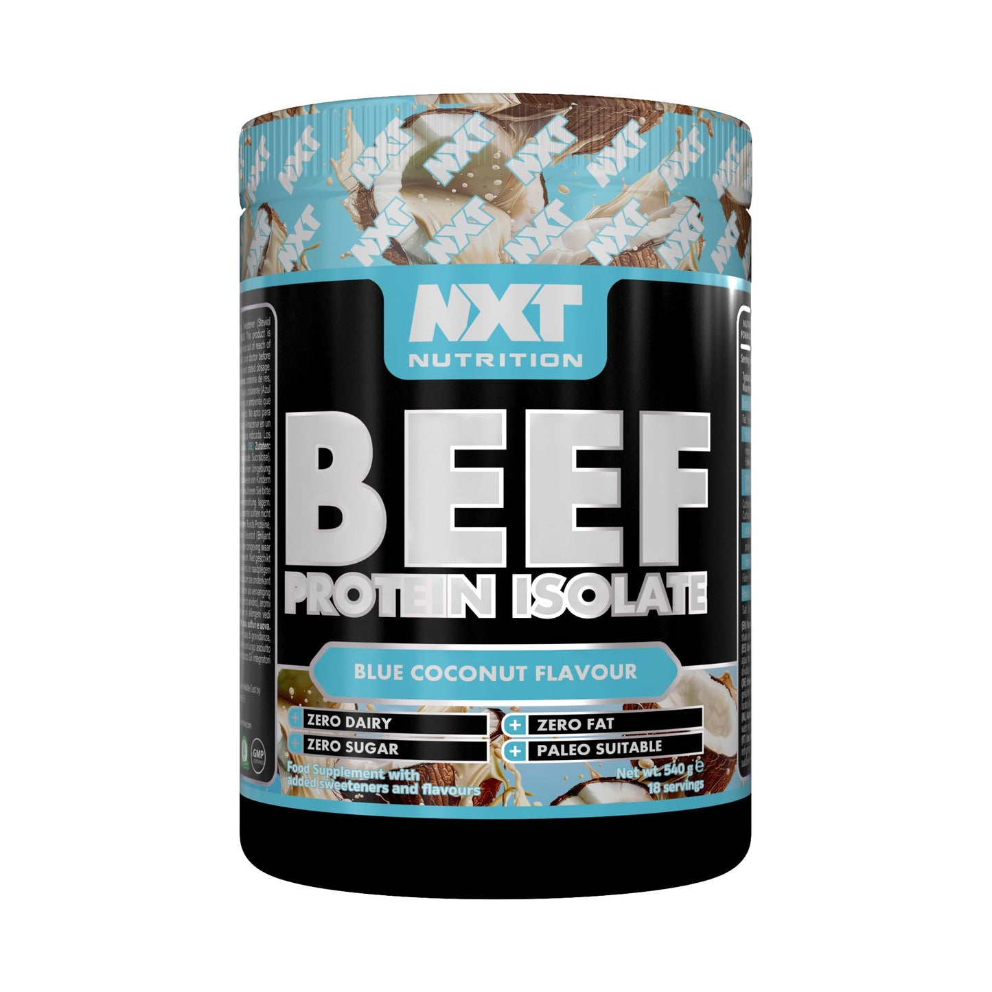 NXT Nutrition NXT Beef Protein Isolate 540g - High Protein Powder in Natural Amino Acids - Paleo, Keto Friendly - Dairy and Gluten Free - 540g - Blue Coconut
