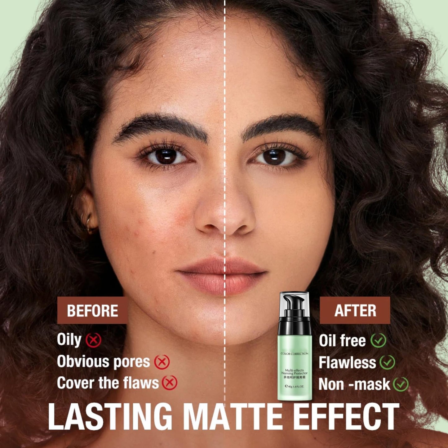 Anti-redness Face Primer, Green Colour Corrector, Make up Primer for Red & Blemished Skin, Moisturising Foundation Base, Brighten Skin Tone, Grips Makeup To Last, Hydrating Isolation Cream, 40g