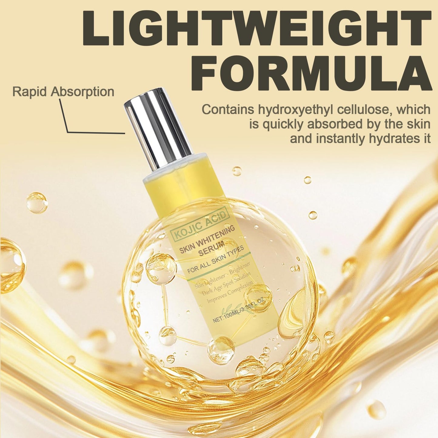 Trendyfave Kojic Acid Serum Dark Spot Correcting Glow Serum for Radiant Skin, Reduce Dullness & Anti-Aging Face, Dark Spot Remover for Face, Brightening & Hydrating Facial Essence for Even Skin Tone, 30ml