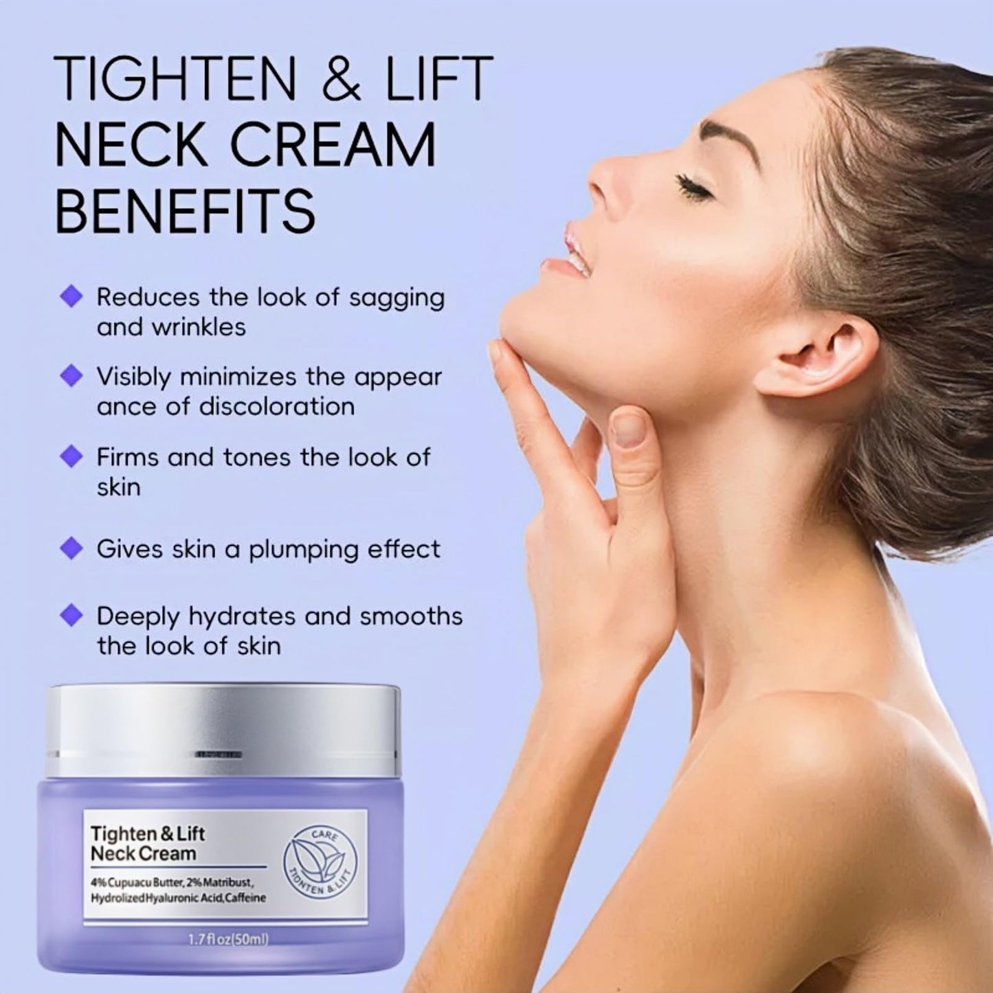 SEMECOMER Neck Firming Cream & Tighten and Lift Neck Cream – Tighten, Lift & Repair Crepey Skin, Anti-Aging Formula for Smooth Necks, Chest & Collarbone, 50ml
