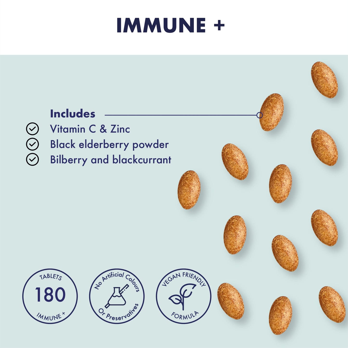 Higher Nature - Immune Plus - Vitamin C, Zinc & Black Elderberry - Supports Immune System - Vegetarian and Vegan Multivitamin - 180 Capsules