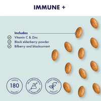 Higher Nature - Immune Plus - Vitamin C, Zinc & Black Elderberry - Supports Immune System - Vegetarian and Vegan Multivitamin - 180 Capsules