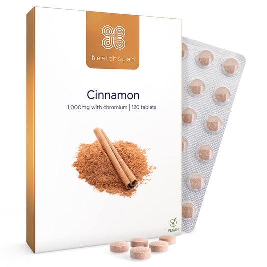 healthspan Healthspan Cinnamon 1,000mg (120 Tablets) | Supports Metabolism | Added Chromium to Maintain Blood Sugar Levels | Inspired by Ayurvedic Culture & Chinese Herbal Medicines | Vegan