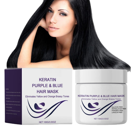 Siyinzu 100G Purple Hair Mask,Hair Repair Moisturizing Conditioner,Deep Conditioning Keratin Hair Mask,Collagen H-air M-ask,H-air Oil M-ask,Add Shine,Cool Tone,Lighten&Soften