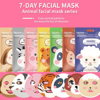 AurolaGlow Animal Printed Sheet Face Masks Set - 7Pcs Hydrating Masks for Women And Girls, Moisturizing, Skincare for All Skin Types - Fun Gift Set