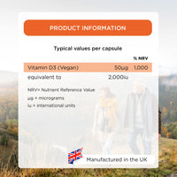 healthspan Healthspan Vegan Vitamin D3 50 Plus | 180 Capsules | 50 Micrograms of Vitamin D | Healthy Muscle, Bones & Teeth | Immune Support