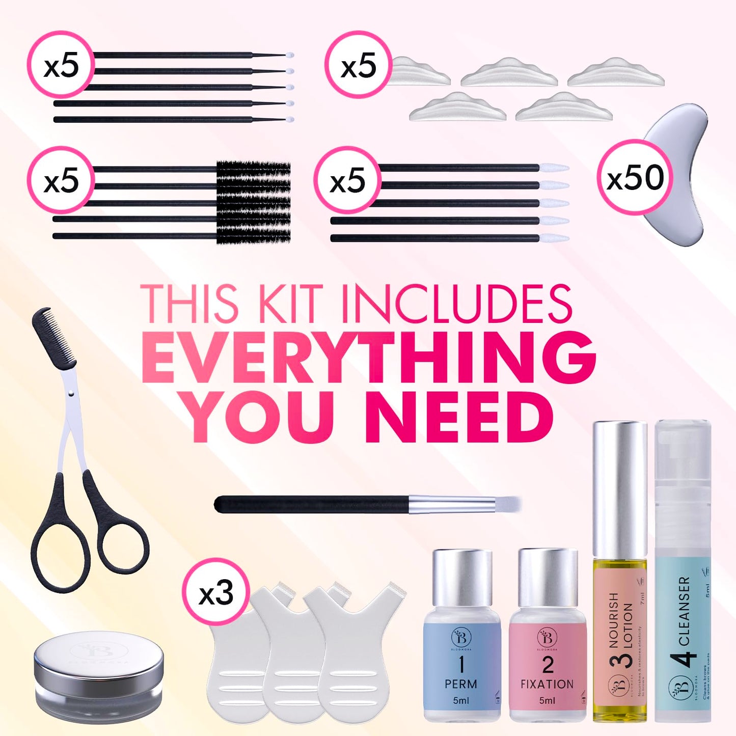 Eye Brow Lamination Kit, Eyebrow Lamination for Beginner/Professional, Laminated Brows Lasts 6-8 Weeks, 15 Applications - Instructions, Safe & Effective
