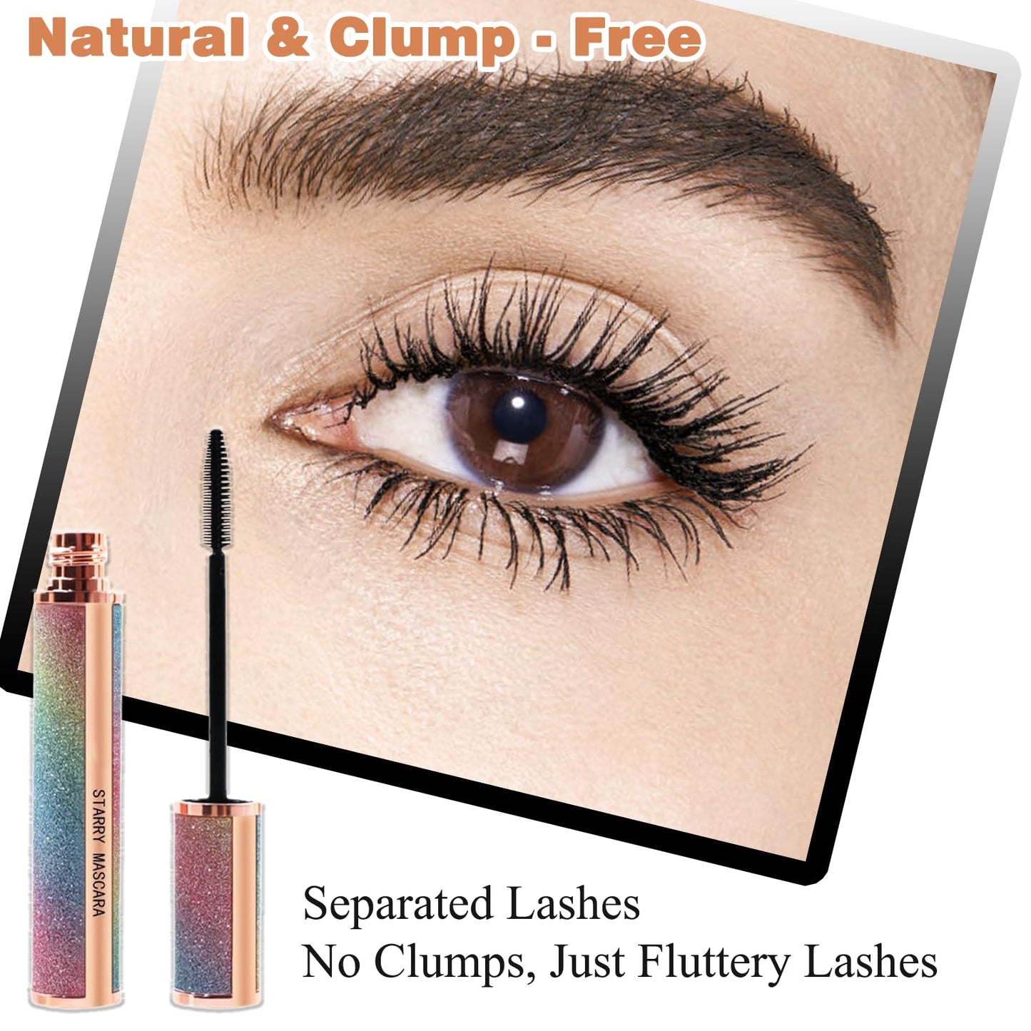 AmiCera Waterproof Mascara, Lengthening Mascara Black, Volume and Length Smudge Proof Quick Dry, Sky High Natural Curling Long Lasting, Eyelash Makeup, Gift for Women Ladies Girls, Starry Sky Shell