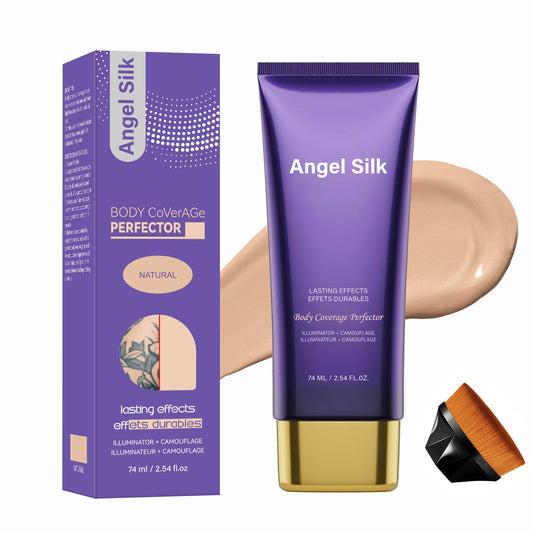 TMYIOYC ANGEL SILK All Over Complexion Perfector, Face & Body Coverage Perfector, Waterproof No Transfer Scar & Tattoo Cover Up Makeup, Long-Lasting Body and Leg Makeup (Brush Included)