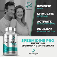 Spermidine PRO (99% Purity Elite Grade) Pure Spermdine 100X Potency vs Wheat Germ Spermidine Supplements, Enhanced with Zinc +Vitamin B1, Spermidine Supplements 10mg 60 Vegan Spermidine Capsules