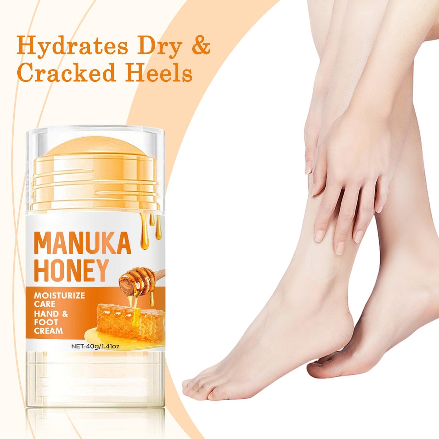 Generic Honey Foot Cream Hand Cream Cracked Heel with Deep Moisturizing Formula Enriched with Shea Butter for Dry Feet Hands Intensive Care Skin Barrier (Honey Foot Cream)