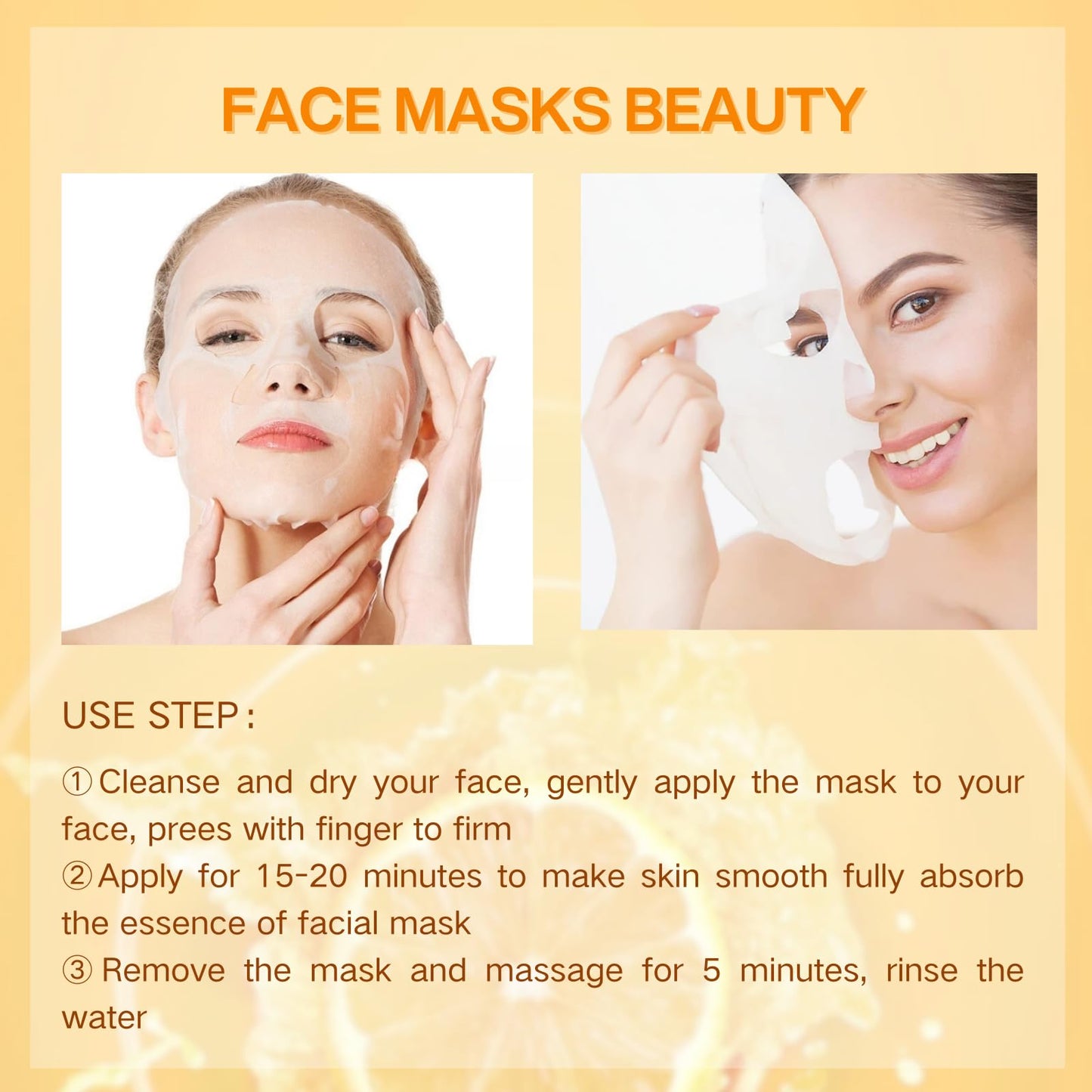 Trendyfave Vitamin C Sheet Mask 5PCS, Vitamin C Face Masks Skincare With Hyaluronic Acid, Anti Oxidation Capsule Face Mask Set, Firming Repair Face Mask, Hydrating Face Mask For Dehydrated, Dull And Tired Skin