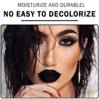 NLFOX Black Lipstick - Matte Black Lip Stick Highly Pigmented - Waterproof Halloween Makeup Smooth Lip Gloss - Vegan Long Lasting Creamy Texture Lipstick for Women Girls on Halloween