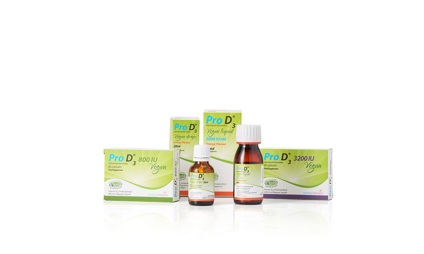 PRO D3 Pro D3 Vegan Drops 20ml (Vitamin D3-400 IU per 4 Drops) | Vegan Vitamin D3 | Made in The UK | Free from Alcohol, Crustaceans, Dairy, Gelatine, Gluten, Milk, Nut, Peanut, Sugar, SOYA