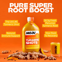 MOJU Turmeric Shots - Dosing Bottles (4x420ml Pack, 28 Shots), Exercise Recovery, Natural Ingredients, No Added Sugars or Sweeteners, Vegan