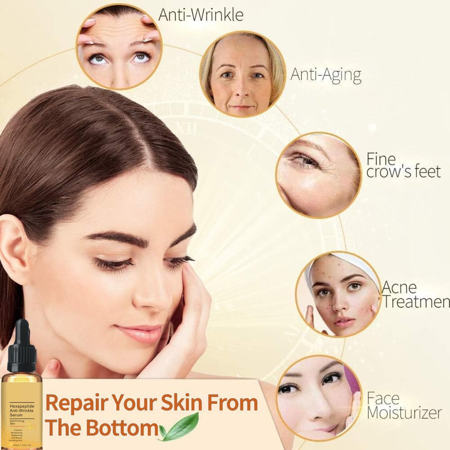 Peptide Serum, 20% Collagen Hexapeptide facial Serum, Face Serum For Women, Anti Wrinkle Serum, Dark Spot Correcting Glow Serum, Brighting Hyaluronic Acid Serum, Anti Aging Peptide Hydrating Serum