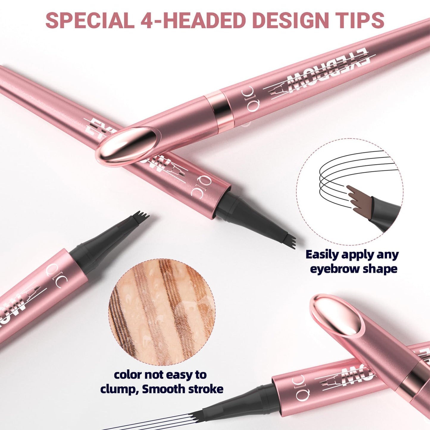 Shengqialun Eyebrow Pencil, Microblading Eyebrow Pen, Eyebrow Pen with 4 Micro-Fork Tip Long-lasting Waterproof Smudgeproof Eyebrow Pen Creates Natural Looking Defined Eyebrows (Dark Brown)