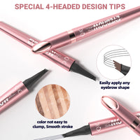 Shengqialun Eyebrow Pencil, Microblading Eyebrow Pen, Eyebrow Pen with 4 Micro-Fork Tip Long-lasting Waterproof Smudgeproof Eyebrow Pen Creates Natural Looking Defined Eyebrows (Dark Brown)