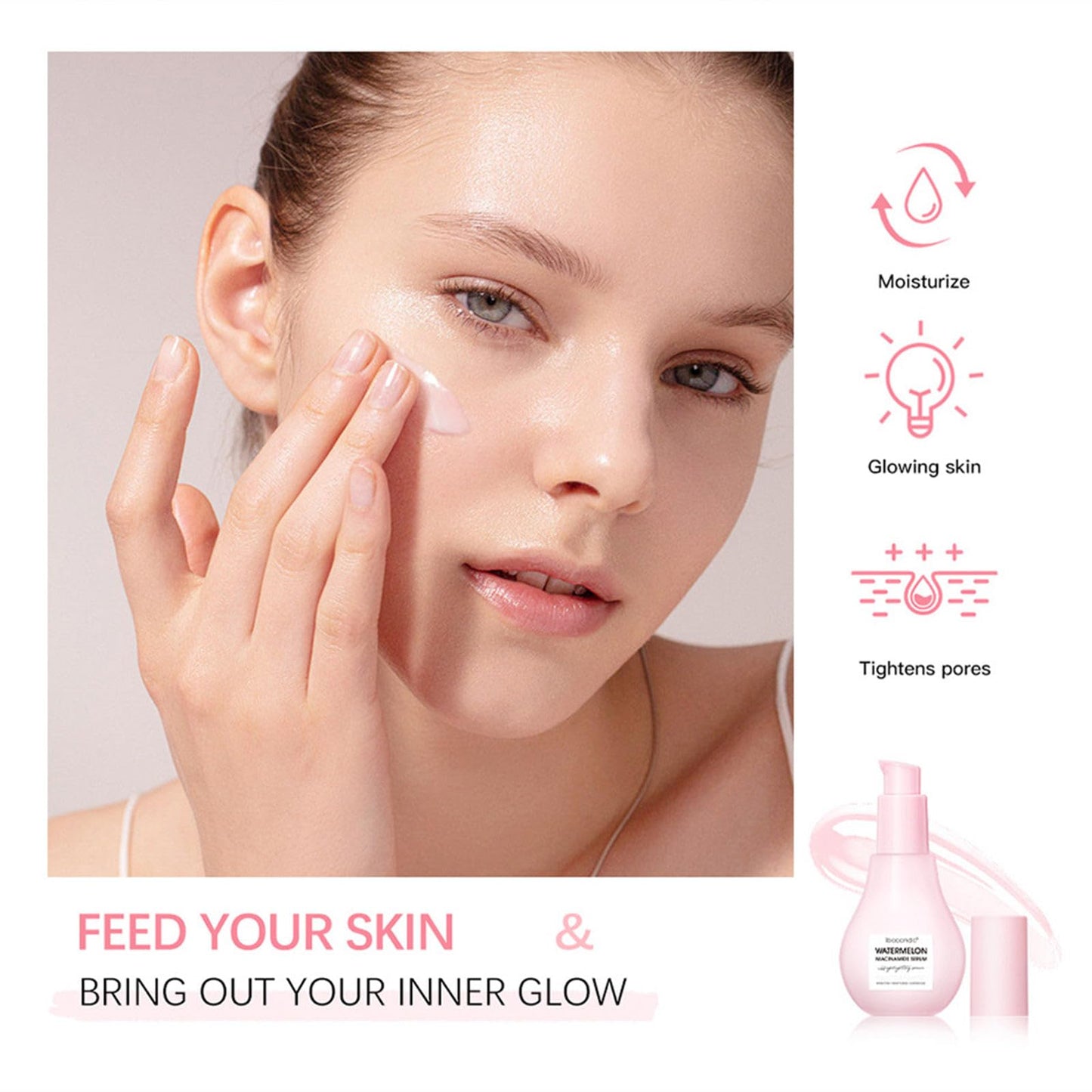 Grospe Watermelon Niacinamide Serum Moisturising Glowing Skin Tightens Pores Mixed with Foundation Makeup Primer Cream Watermelon Serum 60ml