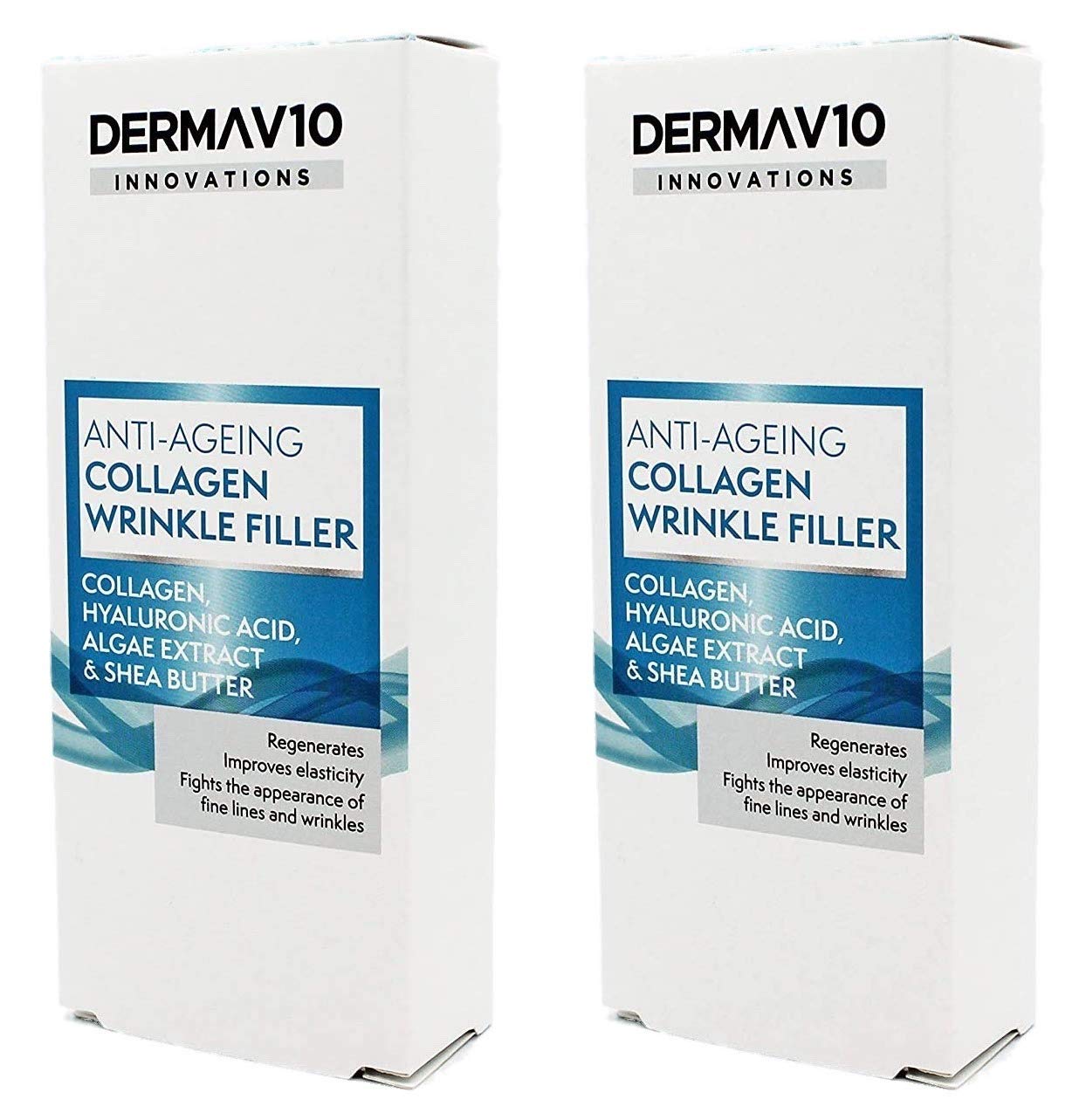 Derma V10 Anti-Ageing Collagen Wrinkle Filler With Hyalauronic Acid, Algae Extract & Shea Butter (2 Pack)