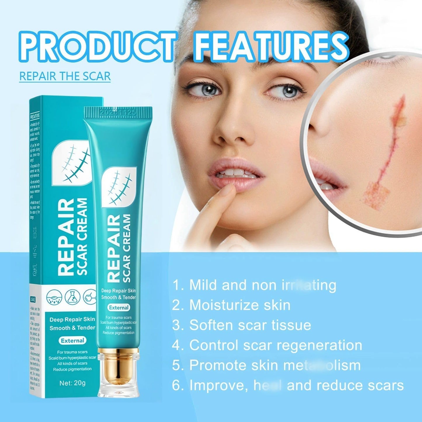 Jinjiar Scar Cream,Scar Removal Cream,Advanced Scar Gel for Old and New Scars,Skin Repair Cream for Old and New Scars,Scar Erase,Acne Scar Treatment,Scar Cream After Surgery,Scar Removalscar Cream for Face