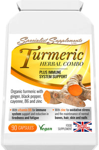 Specialist Supplements Turmeric Herbal Combo Plus Immune System Support 90 Capsules