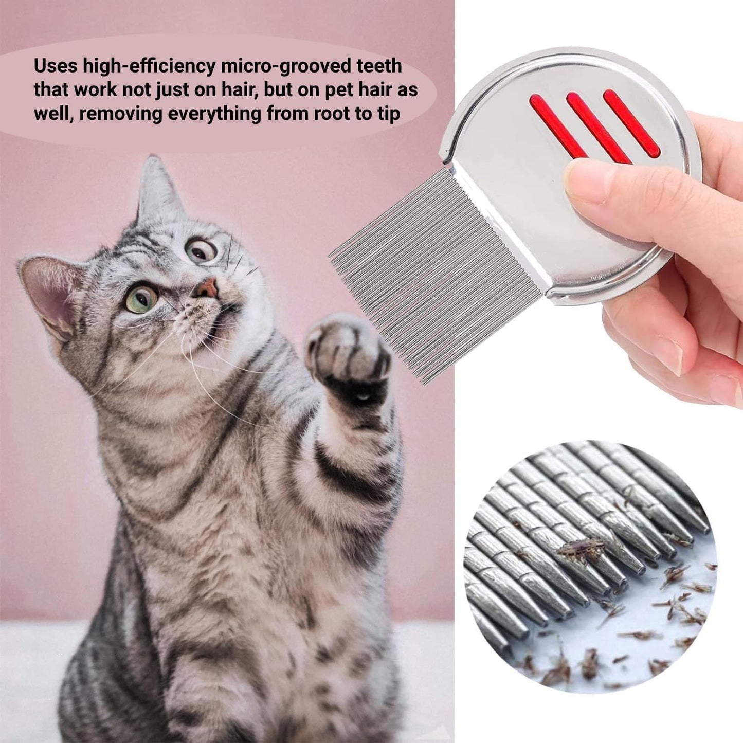 Generic 2 Pack Lice Nit Combs, High Grade Stainless Steel Lice Combs, Reusable Head Lice Treatment Combs with Double Sided Teeth, Lice Eraser Extra Strong Tooth Head Louse Nit Remover Comb for Adults/Pets