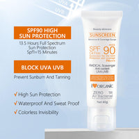 KAYZON SPF 90+ Sun Cream, SPF 90+ UVA/UVB Protection Sunscreen, Ultra-Light Invisible Suncream Factor 90 PA+++, Highly Water & Sweat Resistant Sun Lotion Korean Skincare - Refrenshing, Non-Greasy