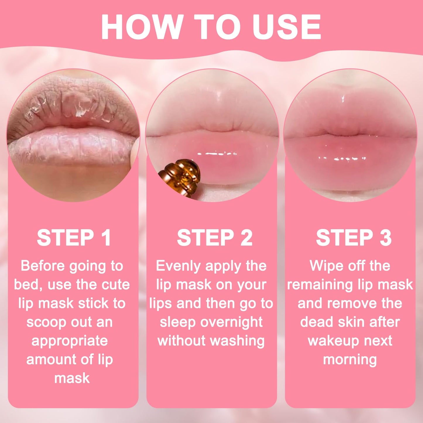 Anmahe 3Pcs Bee Lip Balm Honey Pot with Stick, Lip Mask Day And Night Repair and Care, Moisturizing Lip Sleeping Cream, Silky Hydrate Repair Prevent Dry Cracked Lip Exfoliator(Honey+Strawberry+Watermelon)