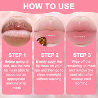 Anmahe 3Pcs Bee Lip Balm Honey Pot with Stick, Lip Mask Day And Night Repair and Care, Moisturizing Lip Sleeping Cream, Silky Hydrate Repair Prevent Dry Cracked Lip Exfoliator(Honey+Strawberry+Watermelon)