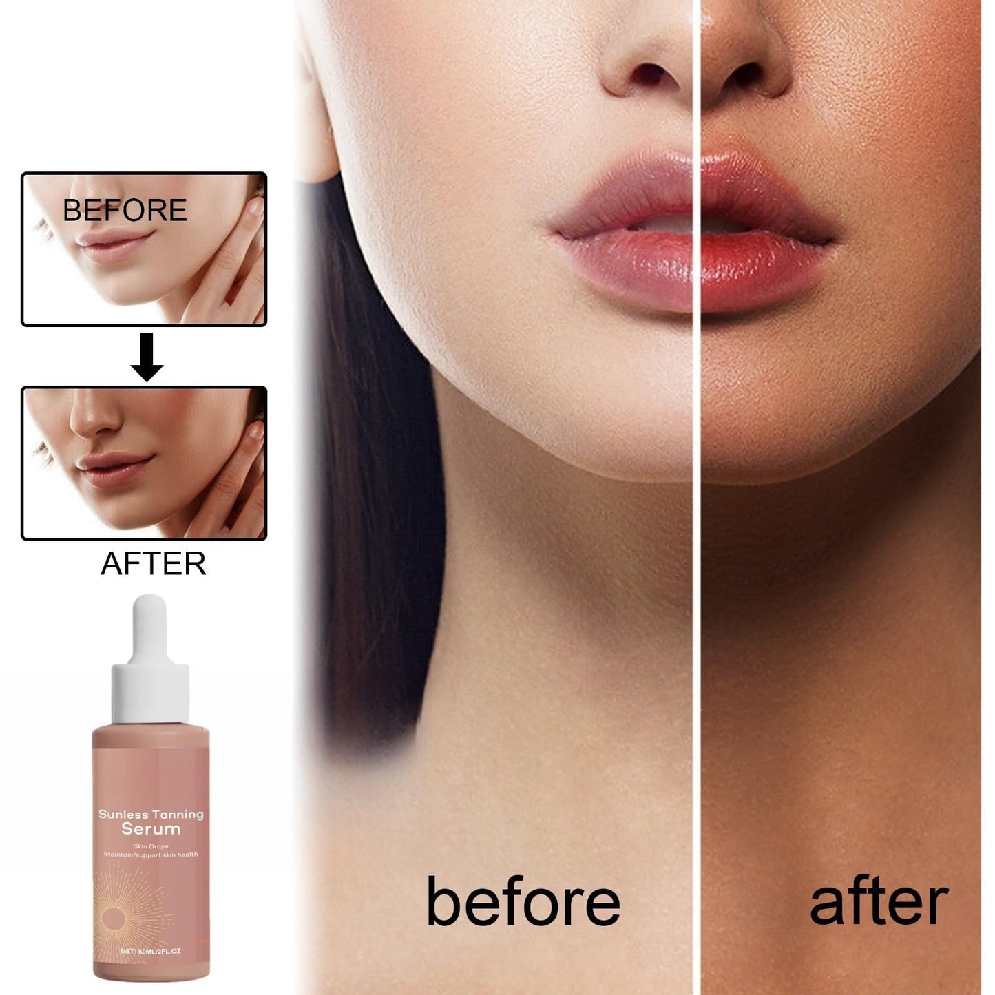 60ML Zeria Sunless Tanning Drops,Zeria Tanning Drops Self Tanner,Tanning Body Lotion for Self Tan