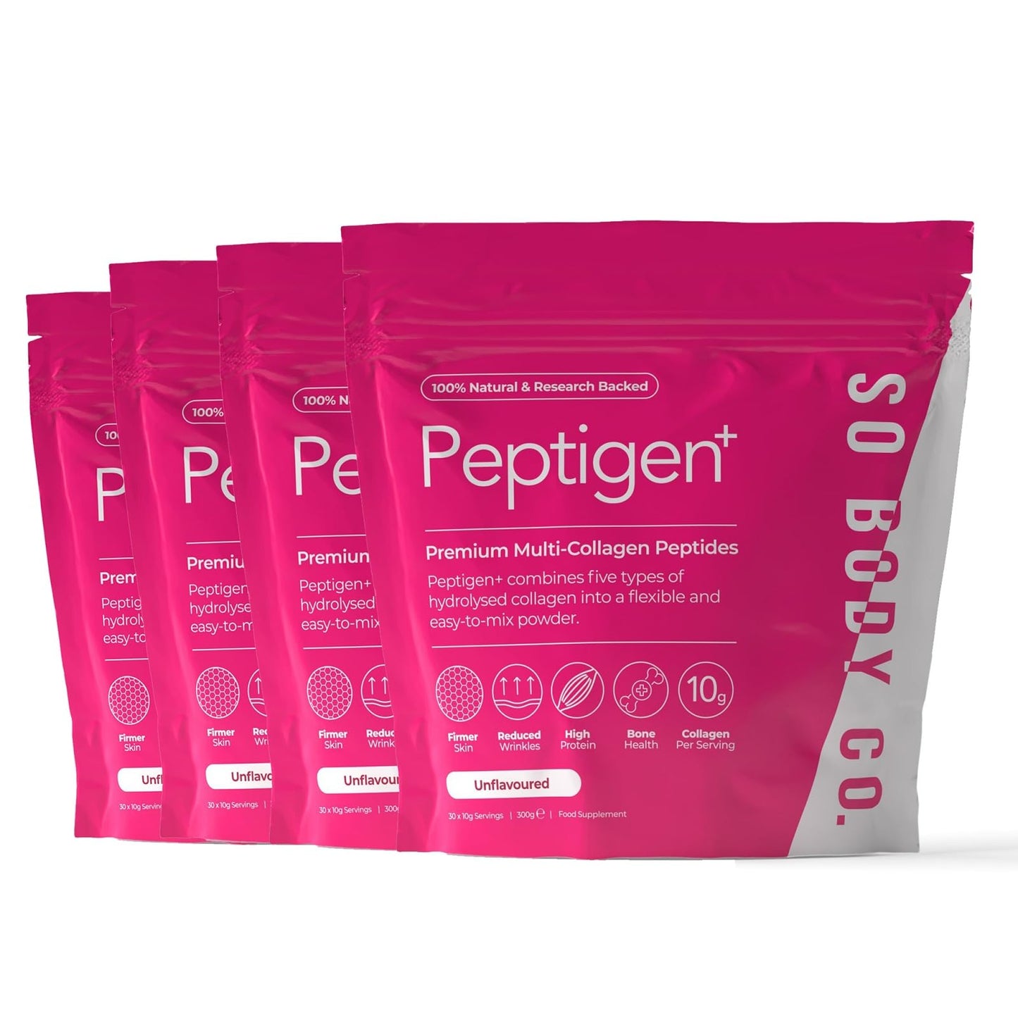 So Body Co SoBodyCo Premium Collagen Supplements for Women & Men, 5 Types of Collagen Powder, Peptigen, Collagen Peptides, Marine Collagen, Hydrolysate Powder, Multi-Collagen, 120 Days Supply, Peptigen