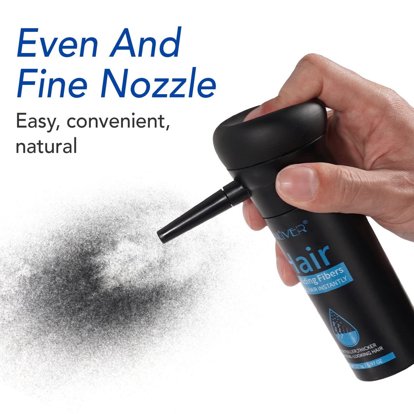 Professional Quality Hair Fibres, Hair Fibres Black for Thinning Hair, Completely Conceals Hair Loss in 15 Seconds, Undetectable & Natural, Hair Loss Product for Women and Men(Black)