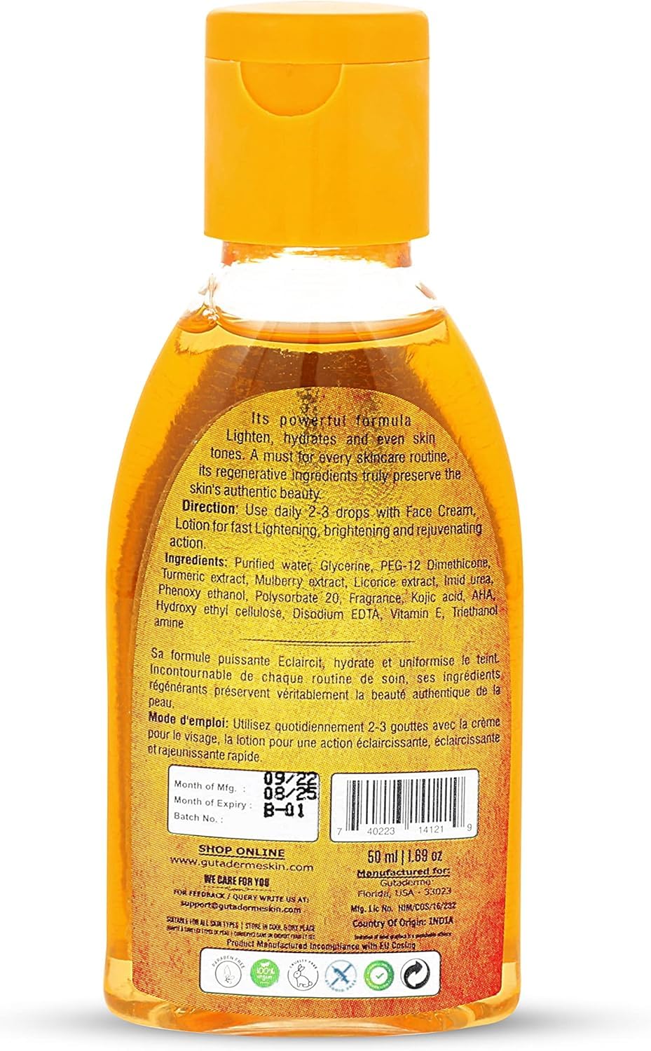 Turmeric Skin Brightening Body Serum Provide Provides Skin Brighten, Smoothen, Soft & Clean (Pack of 1, 50 ml)