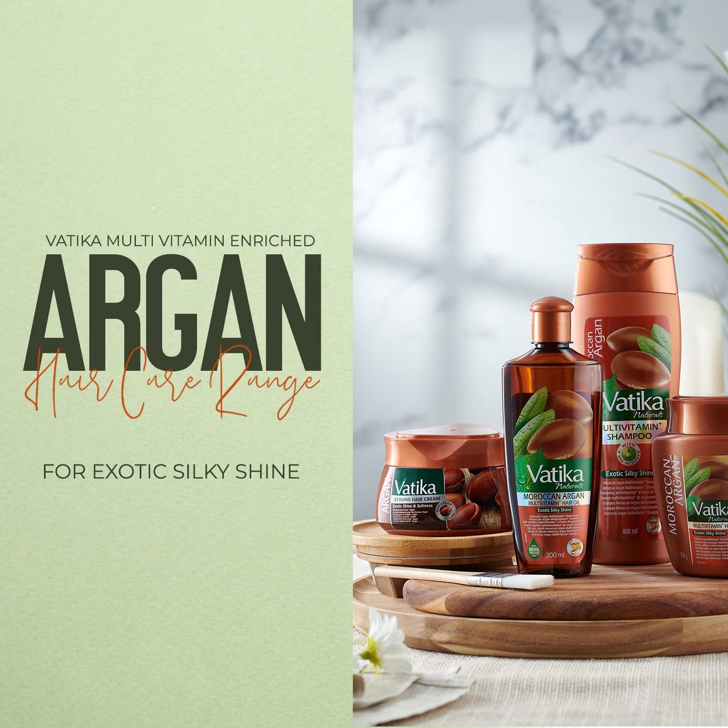 Vatika Naturals Argan Enriched Hair Oil - 200ml | Multivitamin A, E & F | Brilliant Shines, Non-Greasy Formula | For Moisture Soft Hair