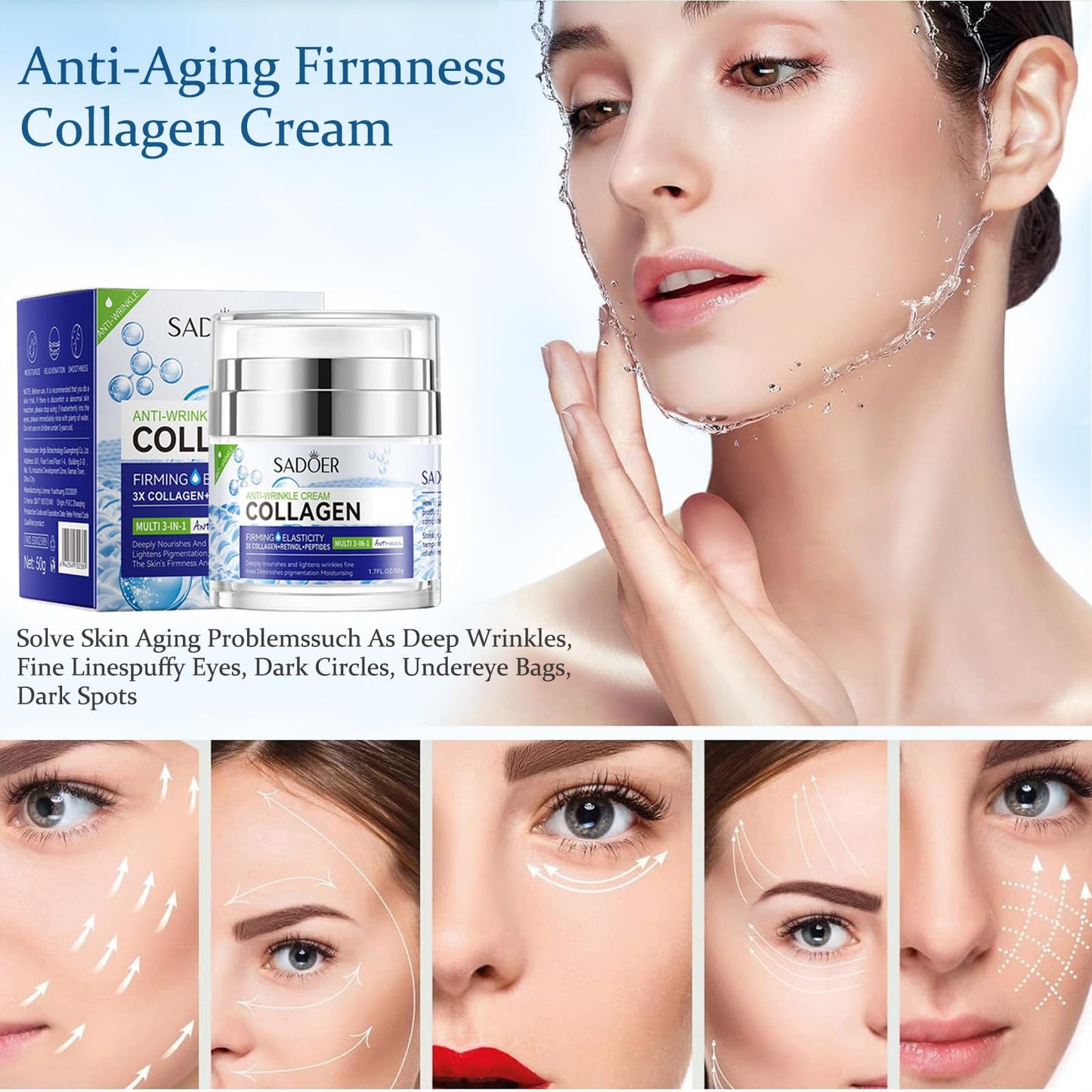 Collagen Anti Wrinkle Face Cream With Retinol,Peptides-Anti Aging Face Cream For Mature Skin,Face Moisturiser Reduce Fine Lines Lifting And Firming Cream Facial Care