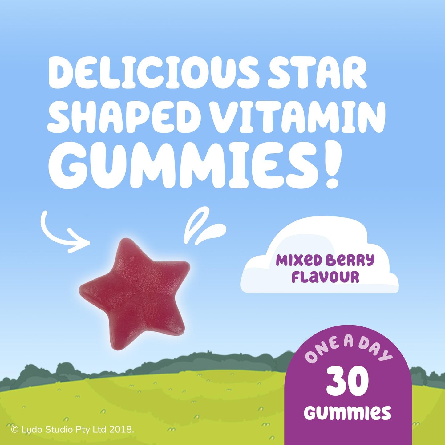 Natures Aid Bluey Kids Immune Support Gummies - Vitamin C, Zinc and Elderberry to Support Immunity and Immune System - Mixed Berry, No Added Sugar, Vegan, Gluten Free - 30 Gummys for Children Ages 3-12