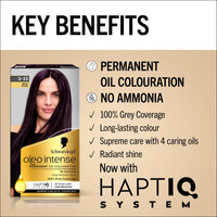 Schwarzkopf Oleo Intense Permanent Oil Colour 3-33 Rich Plum Hair Dye, 100% Grey Coverage, Conditioner With HaptIQ System, Long-Lasting Colour, Ammonia Free Hair Dye