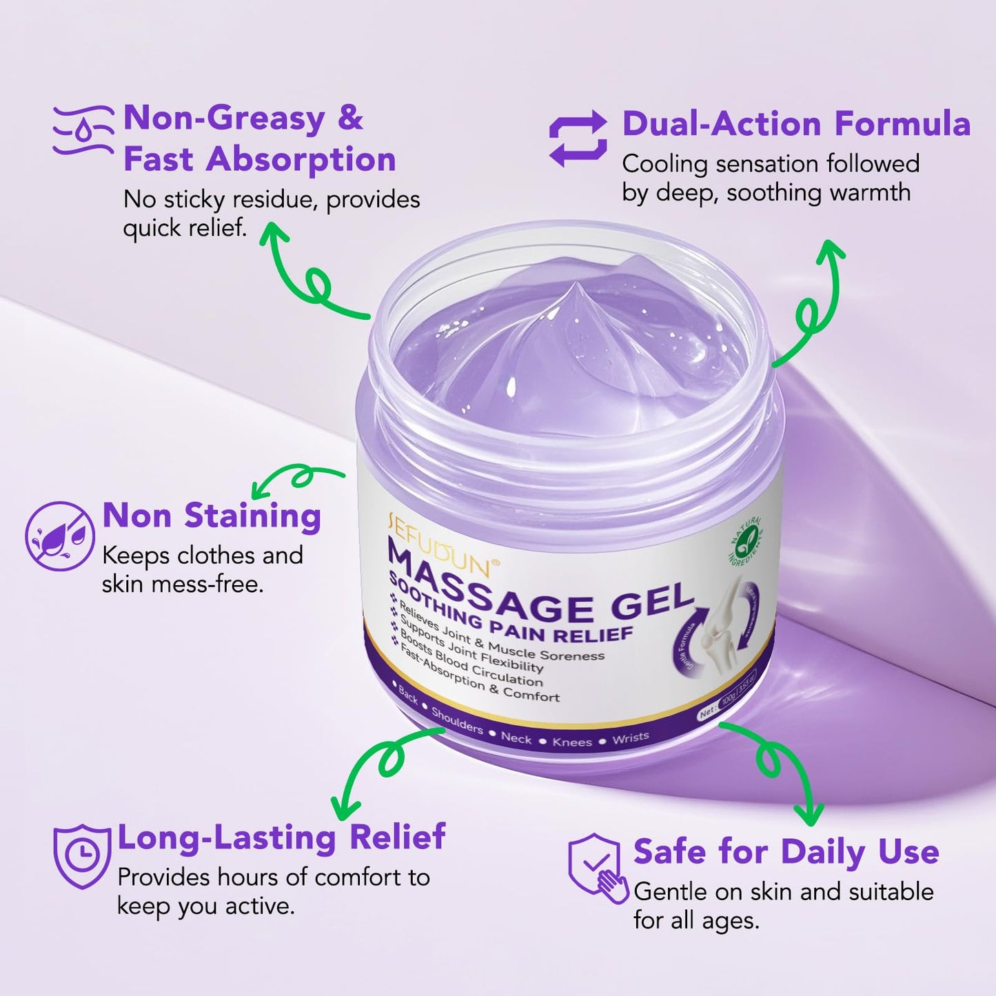 Joint Purple Gel, Natural Safe Purple Relief Soothing Massage Cream, Joint Activities Throughout The Body, Effective Relief for Back, Neck, Hands, Kneel, Waist