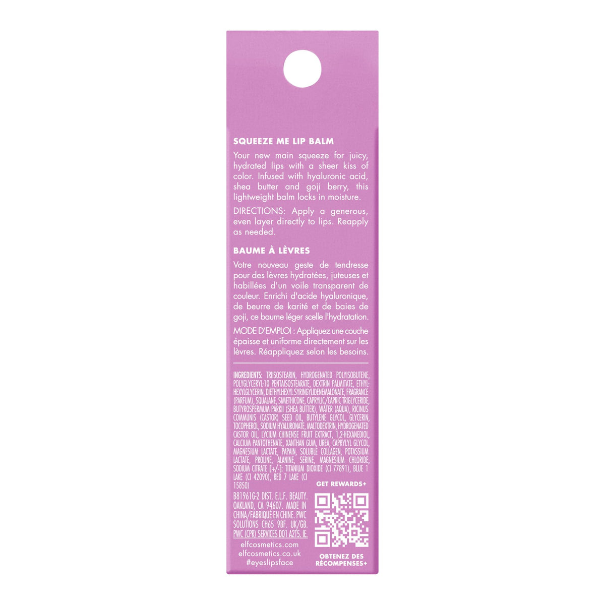 e.l.f. Squeeze Me Lip Balm, Moisturising Lip Balm For A Sheer Tint Of Colour, Infused With Hyaluronic Acid, Vegan & Cruelty-free, Grape