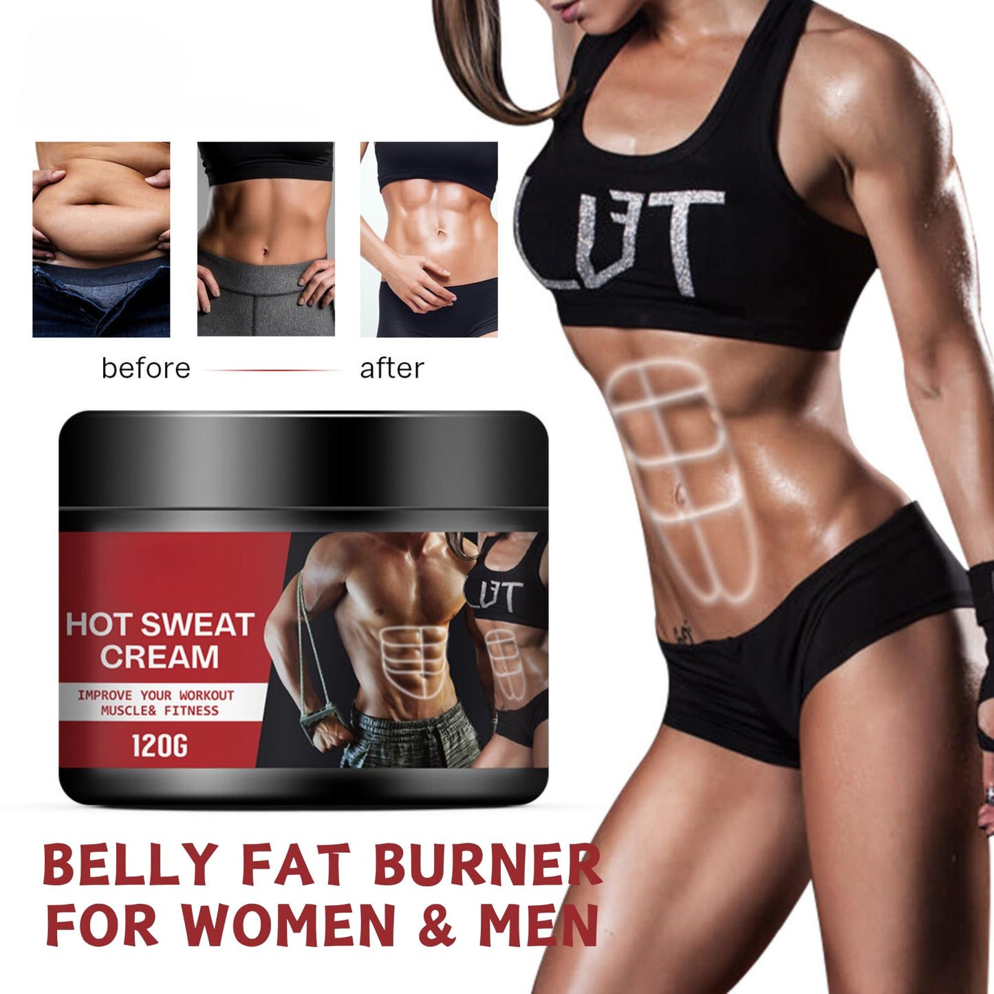 Premium Hot Cream Sweat Enhancer - Firming Body Lotion for Women and Men and Body Sculpting Cellulite Workout Cream - Ultra Moisturizing Invigorating Body Firming Cream with Natural Oils 120g