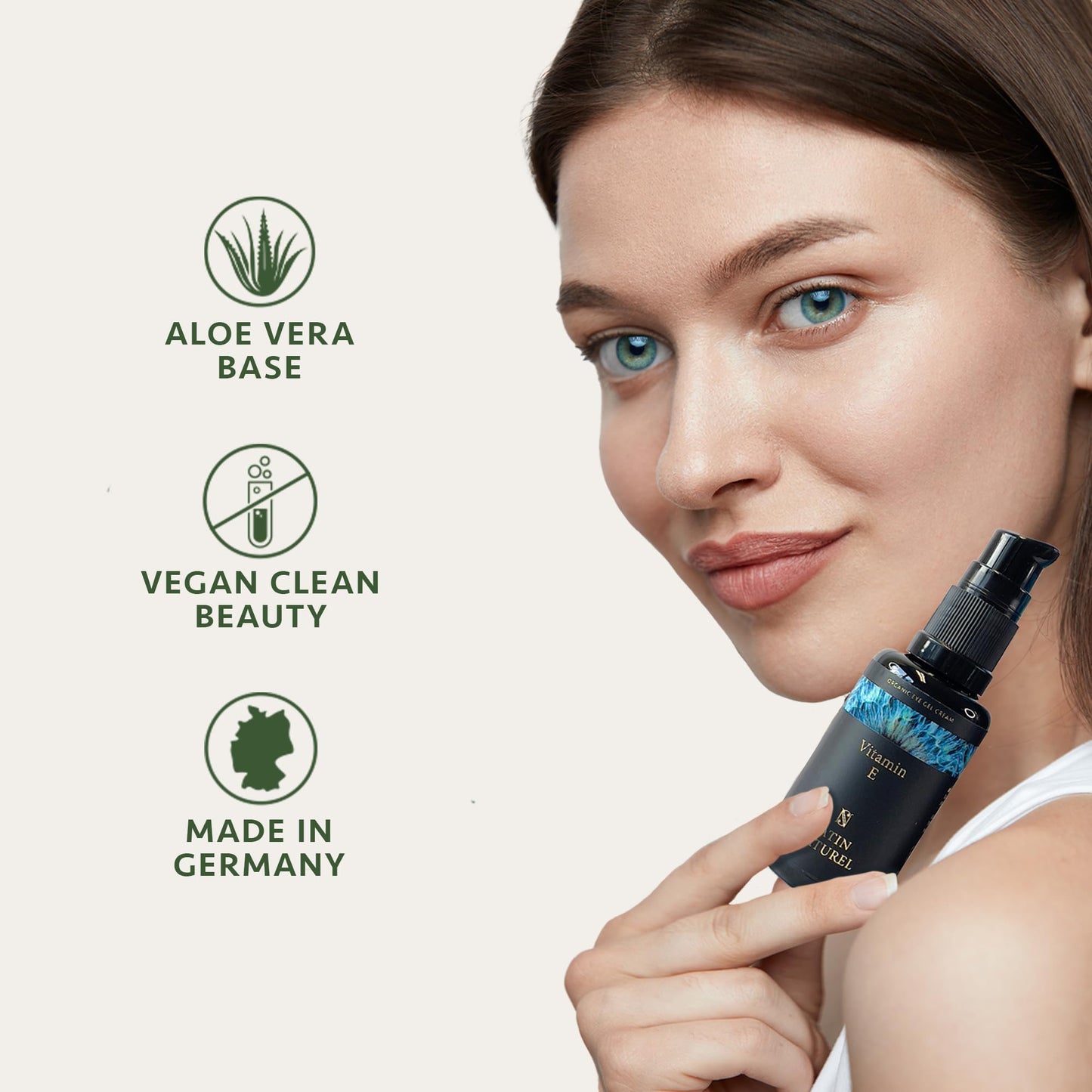 SatinNaturel Organic Eye Cream 30ml - Anti Wrinkle & Dark Circles Under Eye Treatment Women with Hyaluronic Acid, Vitamin E & Aloe Vera - Natural Face Lift & Rejuvenated Look - Eye Care Products by Satin Naturel