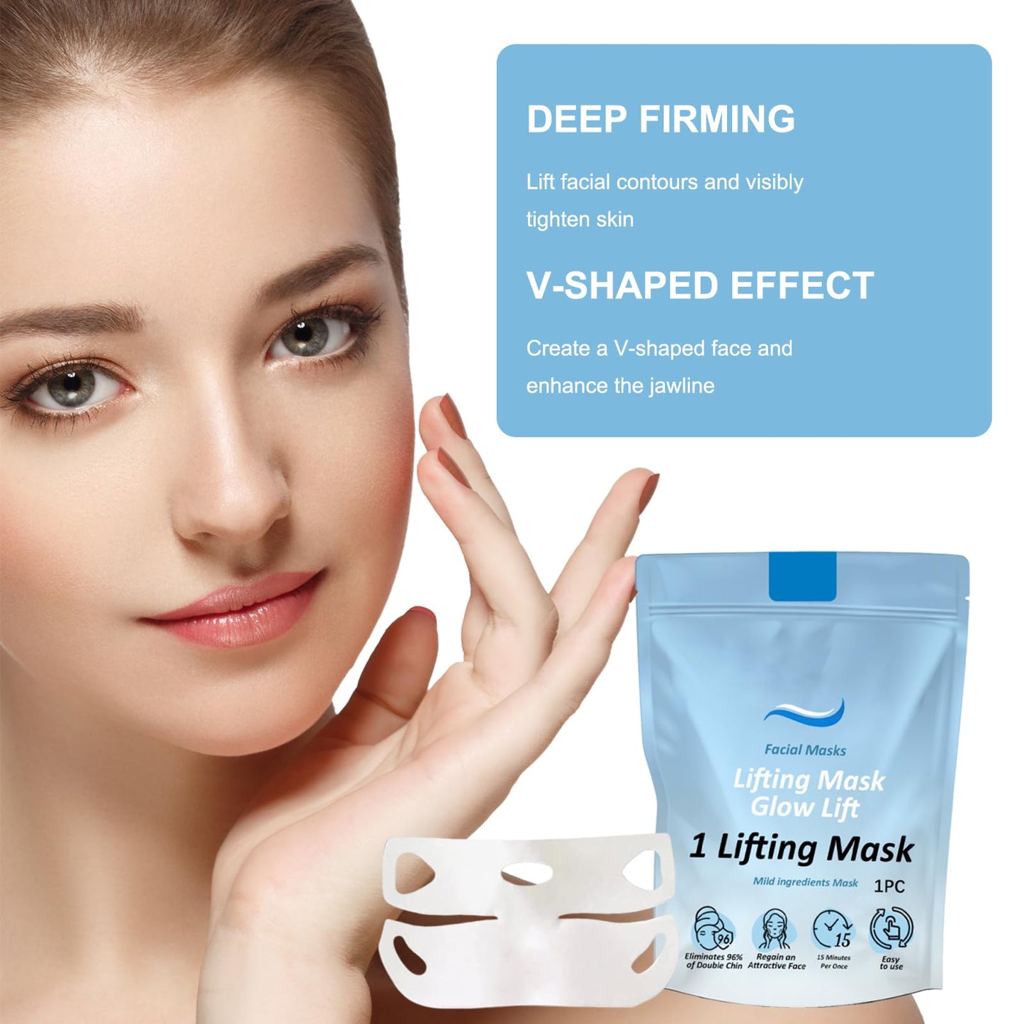 Bisienya 1 Piece Chinology Double Chin Lifting Mask Chin Mask Face Lifting Masks Nourishes the Skin, Tightens and Lifts the Face, Moisturizes and Hydrates, Creative Gift