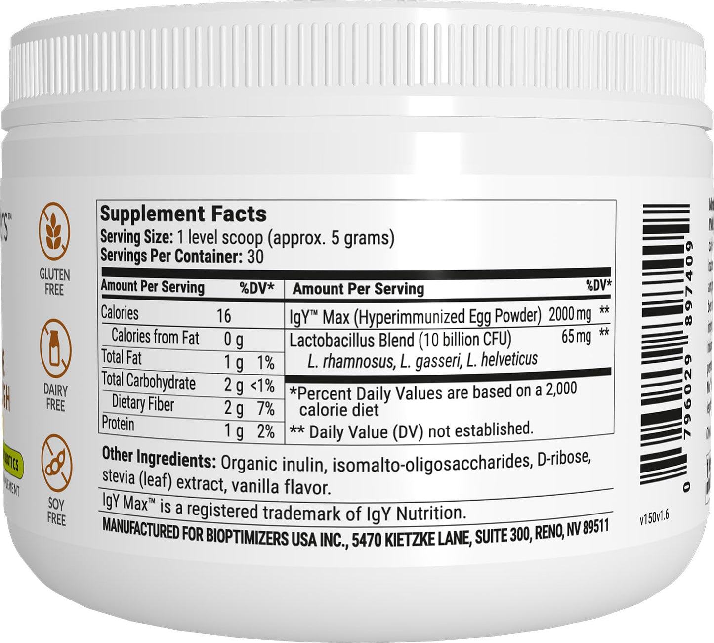 BiOptimizers Microbiome Breakthrough Repair Powder | Contains Probiotics for Men & Women | Gas & Bloating Relief, GI Revive & Improves Gut Health | Vanilla | Vegetarian | 30 Servings | 150g