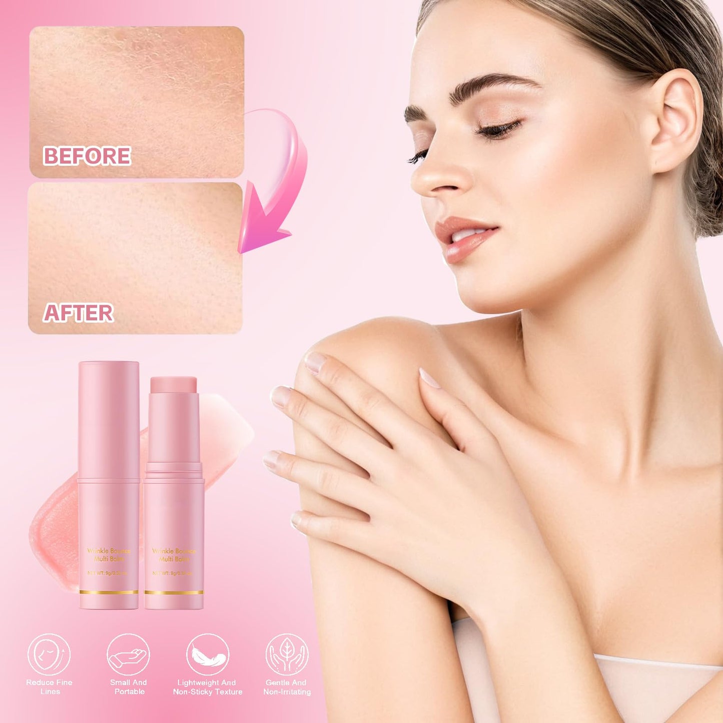 BEEBEN 2 PCS Nothora Collagen Wand, Anti-Wrinkle Elastic Deep Filling Collagen Stick, Suitable for Face/Eyes/Lips/Neck, Anti-Wrinkle Moisturizing Portable